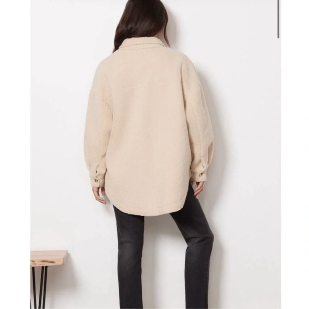 Good American Sherpa Shacket NWT Size 1/2 Tan Oversized Small / Medium - Picture 11 of 14